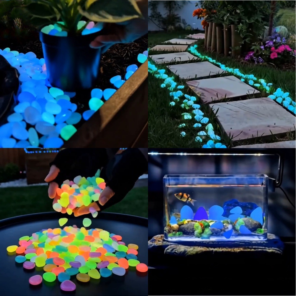 Aquarium Plant - Kolorowe, świecące w ciemności kamienie dekoracyjne